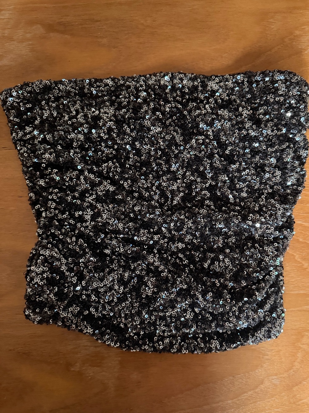 Copper Sequin Strapless Crop Top